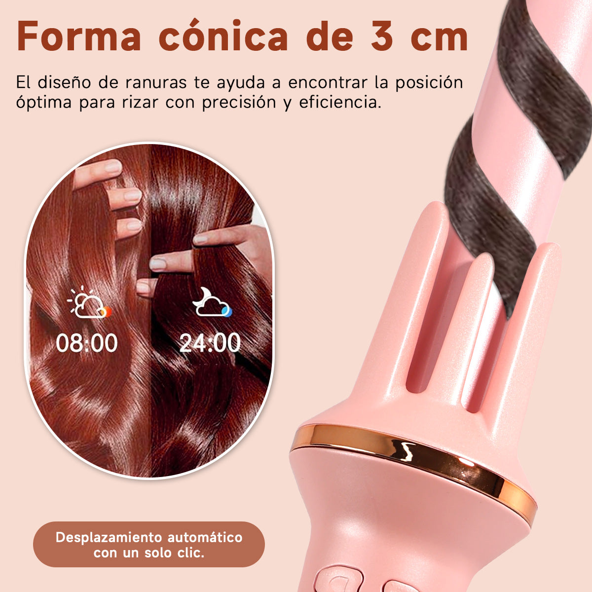 Rizador Automático De Cabello Rosado Hc02