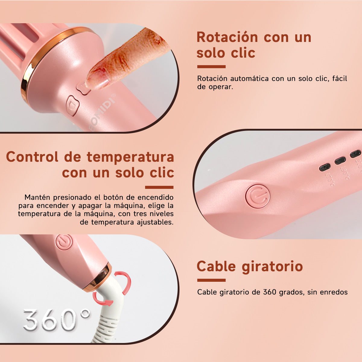 Rizador Automático De Cabello Rosado Hc02